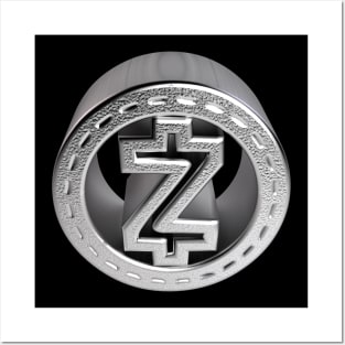 3D Zcash - Brushed-Steel Posters and Art